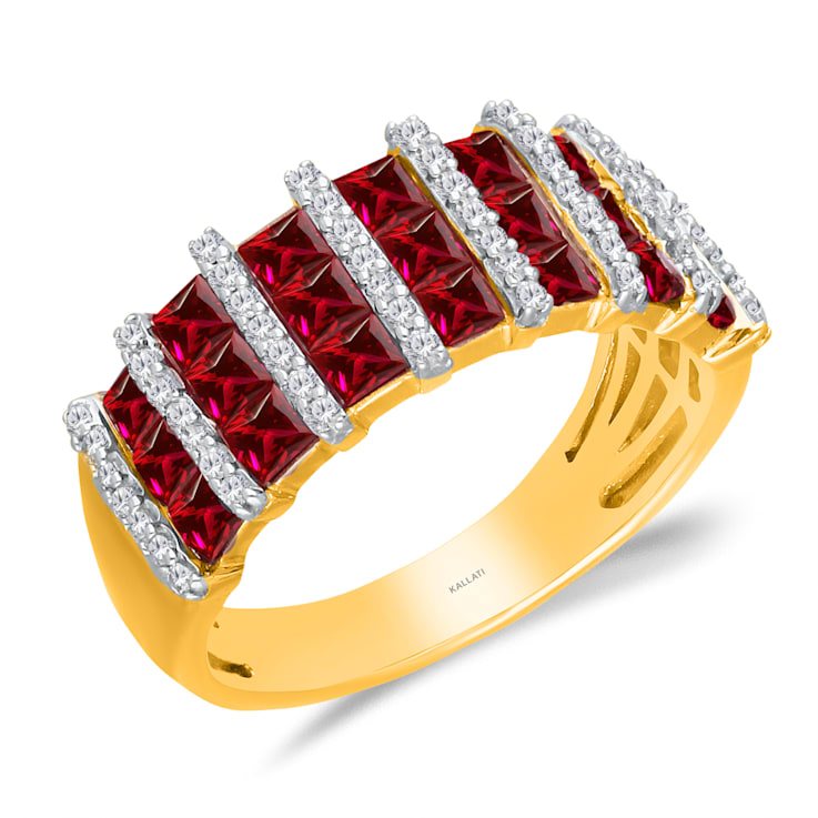 KALLATI Yellow Gold 2.40 ctw Ruby and Diamond Ring