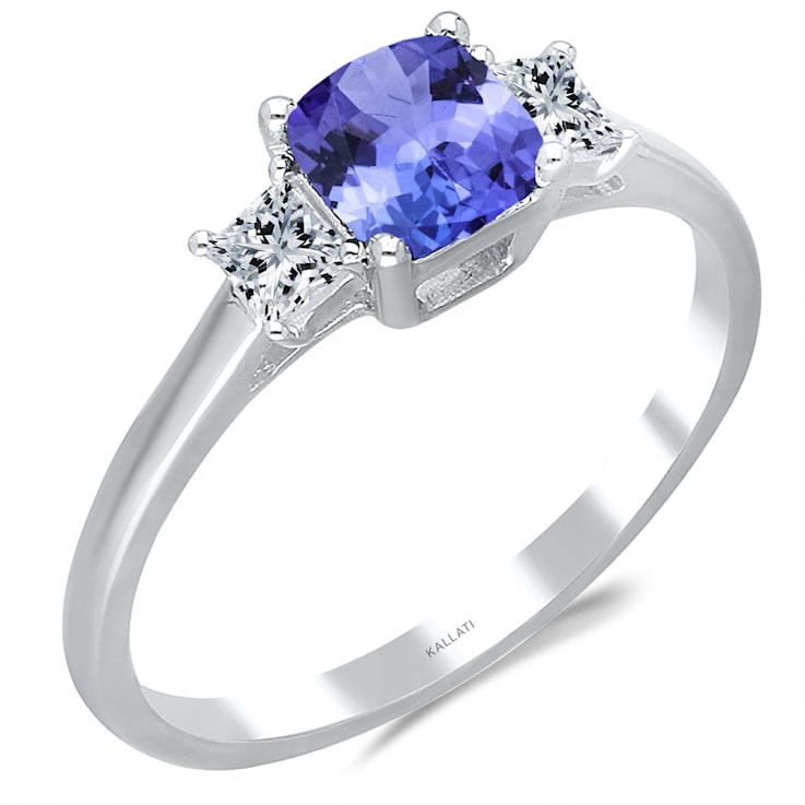 KALLATI 14K White Gold "Renaissance" 0.95ctw Cushion Tanzanite
and Diamond Ring