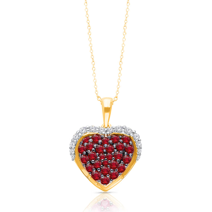 KALLATI Yellow Gold "Heirloom" 1.20 ctw Heart Ruby and Diamond Pendant