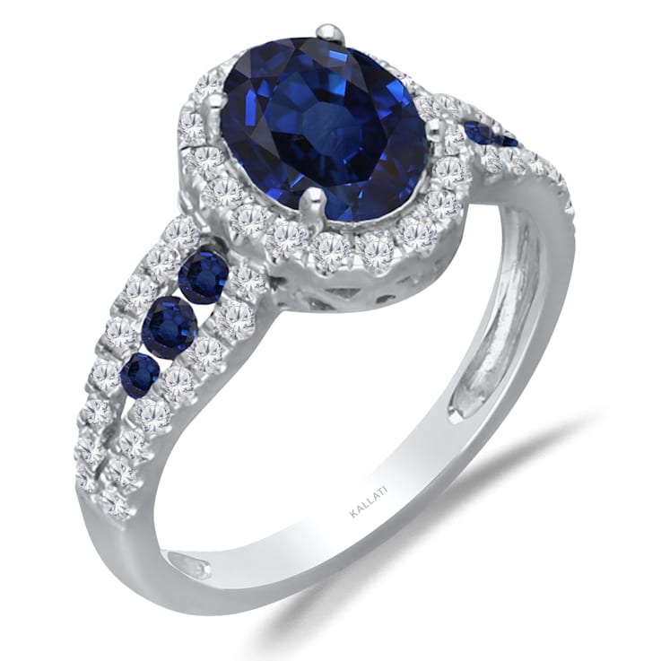 KALLATI White Gold 2.10 ctw Sapphire and Diamond Ring