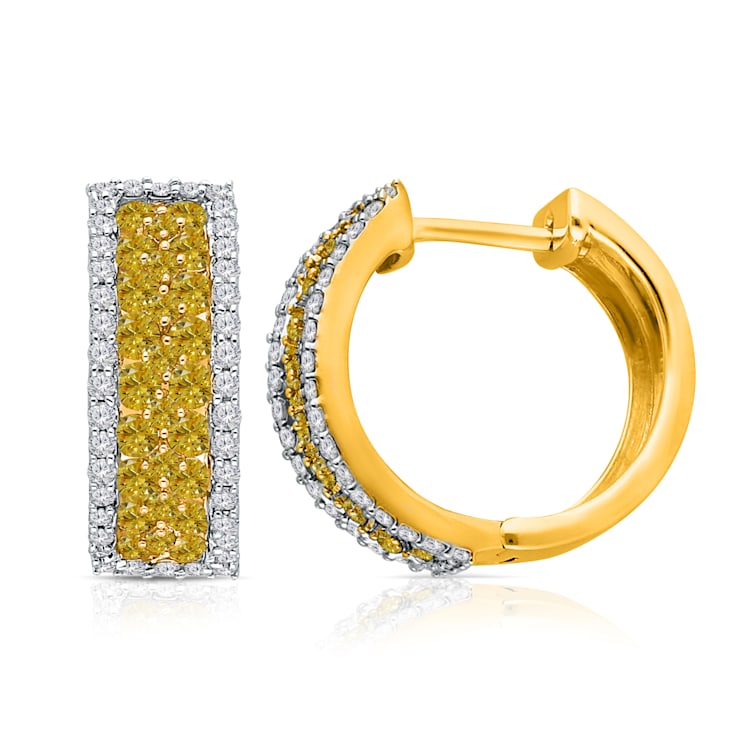 KALLATI 14K White Gold "Sunset" 1.50ct Natural  Yellow Diamond Earrings