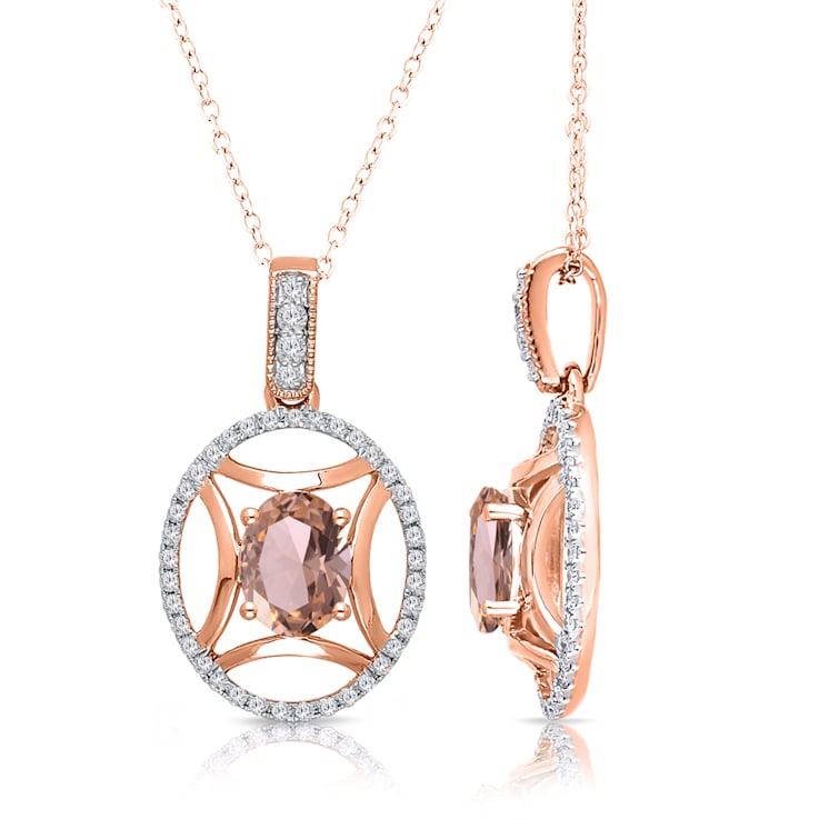 KALLATI Rose Gold "Heirloom" 1.40ctw Morganite and Diamond Pendant