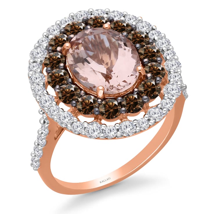 KALLATI Rose Gold 4.70 ctw Morganite and Diamond Ring