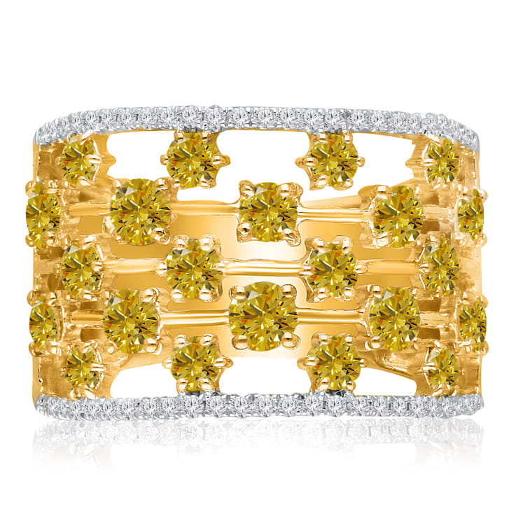 KALLATI Yellow Gold "Sunset" 2.00 ctw Round White &
Natural Yellow Diamond Ring