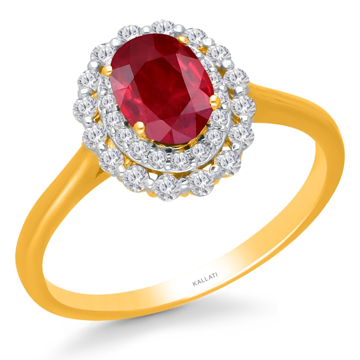 KALLATI Yellow Gold 1.30 ctw Ruby and Diamond Ring