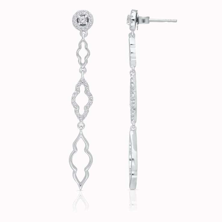 KALLATI 14K White Gold "Eternal" 0.45ct Diamond Hanging Earrings