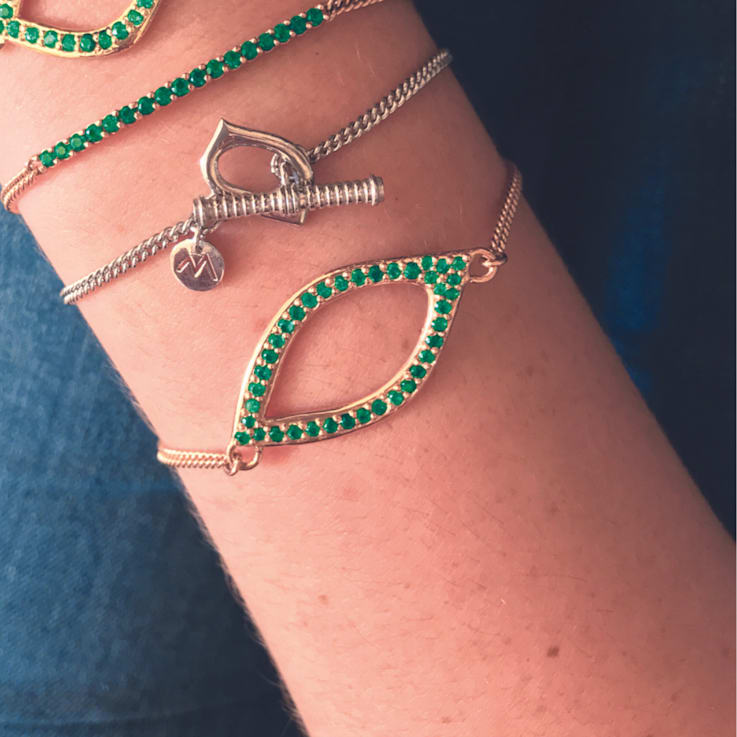 Rose Leaf Collection - Sterling Silver Bracelet – 29 Natural Emeralds