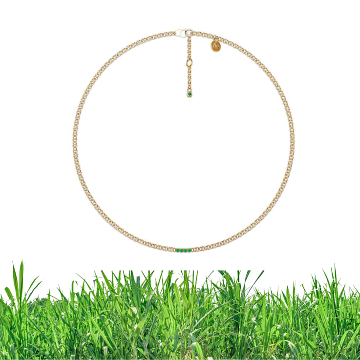 Grass Collection - Gold Over Sterling Silver Necklace – 5 Intense Green
Natural Emeralds