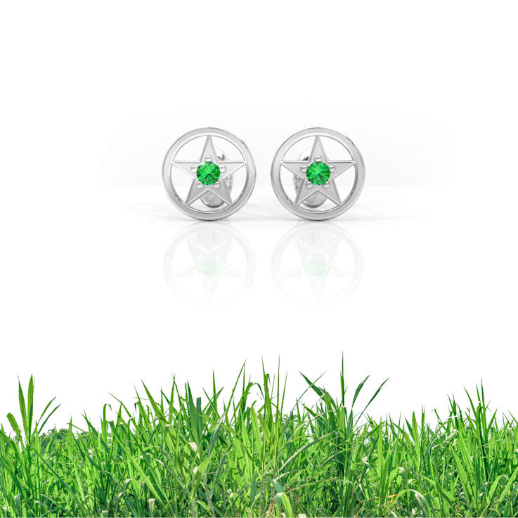 Grass Collection - Sterling Silver Star Earrings  – 1 Intense Green
Natural Emerald