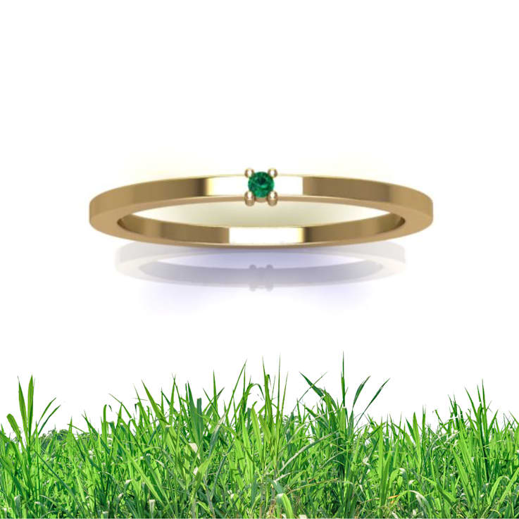 Grass Collection - Gold Over Sterling Silver Ring  – 1 Intense Green
Natural Emerald