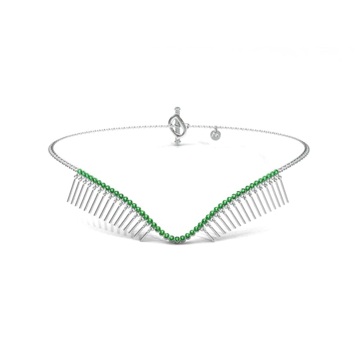 Grass Collection – 18ct White Gold Collar – 47 Intense Green Natural Emeralds