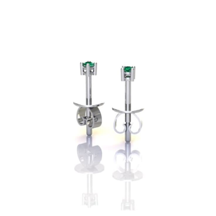 Grass Collection - Sterling Silver Earrings  – 1 Intense Green Natural Emerald