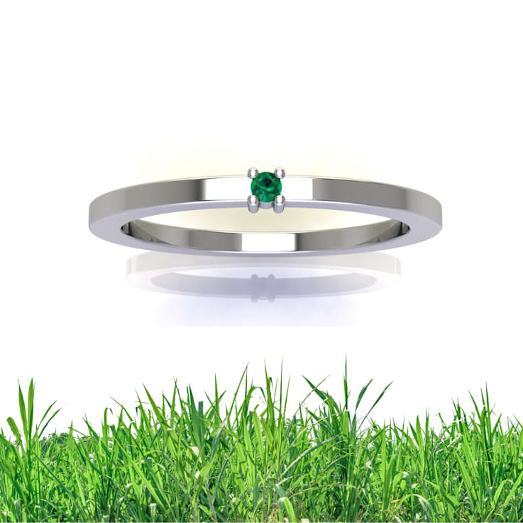 Grass Collection - Sterling Silver Ring  – 1 Intense Green Natural Emerald