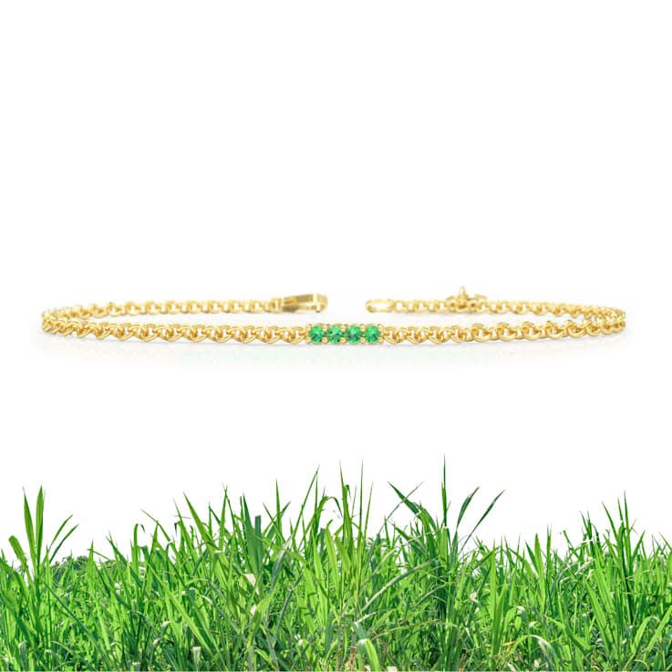 Grass Collection - Gold Over Sterling Silver Bracelet – 4 Intense Green
Natural Emeralds