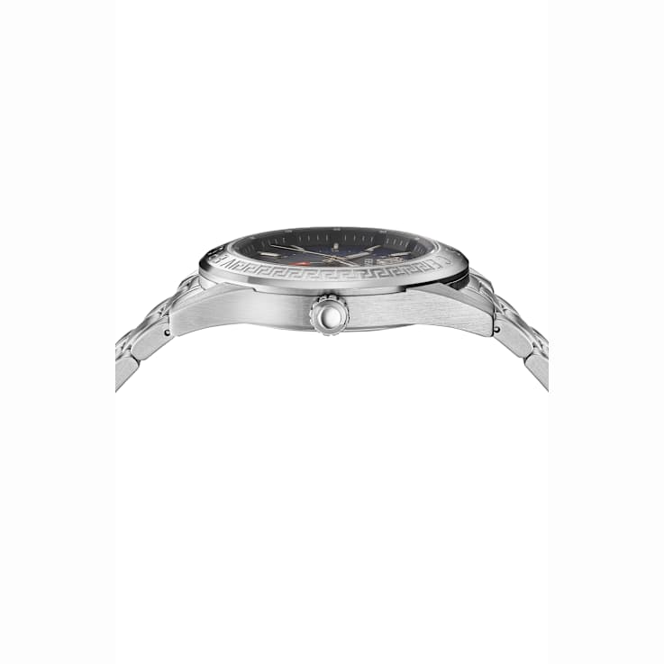 V-Code GMT Blue Sunray Dial Stainless Steel Bracelet Watch