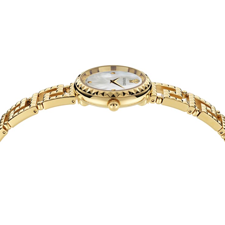 Greca Goddess White MOP Dial Yellow Stainless Steel Bracelet Watch