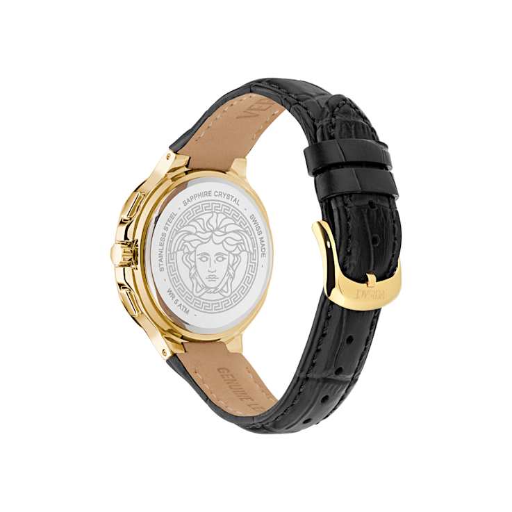 V-Chrono Square Black Dial Leather Strap Watch