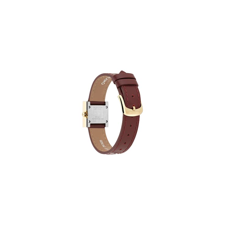 Ferragamo Portrait Burgundy Dial Leather Strap Watch