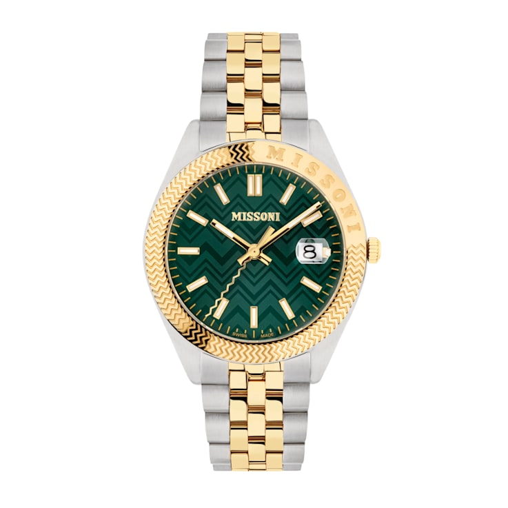 Missoni Classic Green Dial Two-tone Bracelet Watch