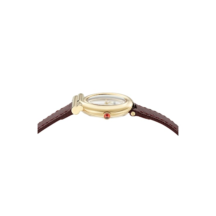 Gancini Twisted Mother of Pearl Dial Leather Strap Watch