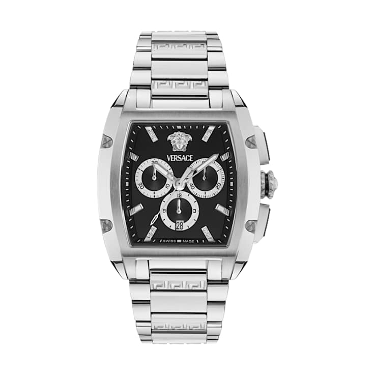 Versace Dominus Black Dial Stainless Steel Chronograph Watch