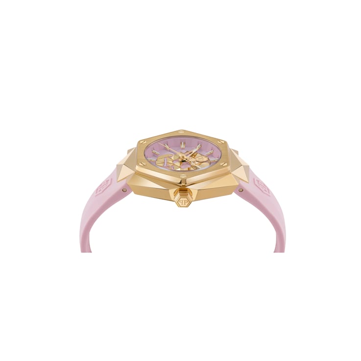 The $kull Spikes Pink Dial Silicone Watch