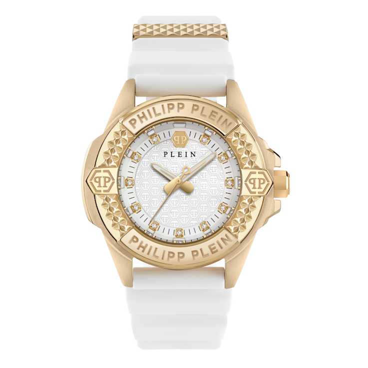 Plein Majesty White Dial Silicone Strap Crystal Watch