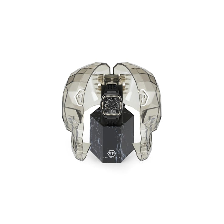 Philipp Plein The $keleton Black Bezel Black Silicone Strap
