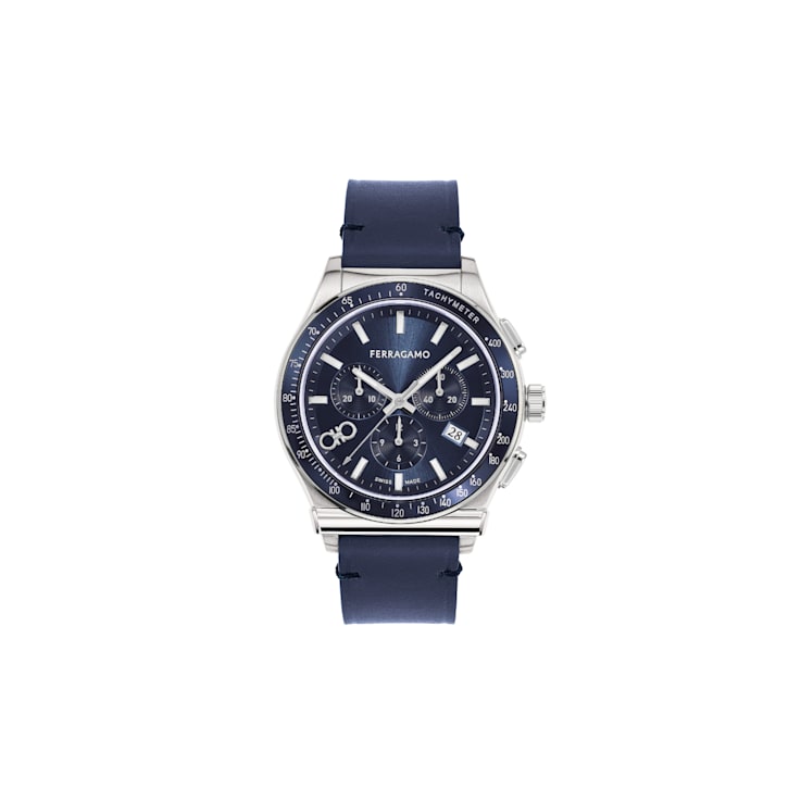 Ferragamo 1927 Chrono Blue Leather Strap Watch