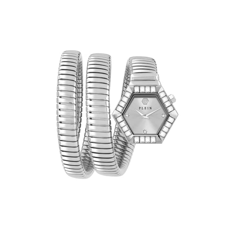 $nake Hexagon Silver Tone Dial Stainless Steel Crystal Watch