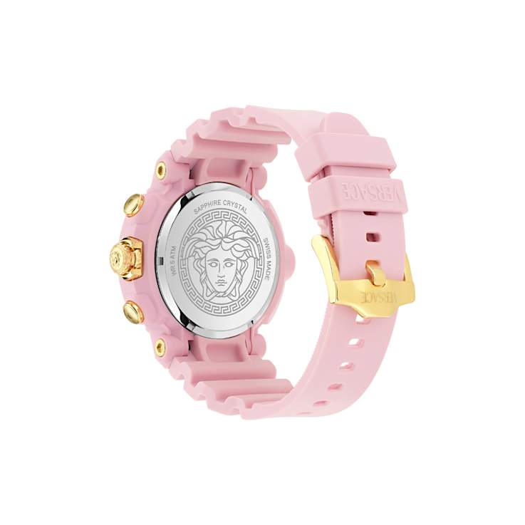 Versace Real Active Chrono Pink Dial Silicone Strap Watch