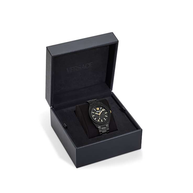 V-Dome Aluminum Bracelet Black Dial Watch