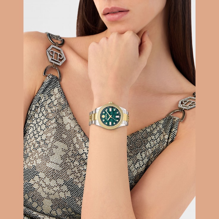 Queen Crystal Green Dial Stainless Steel Bracelet Watch