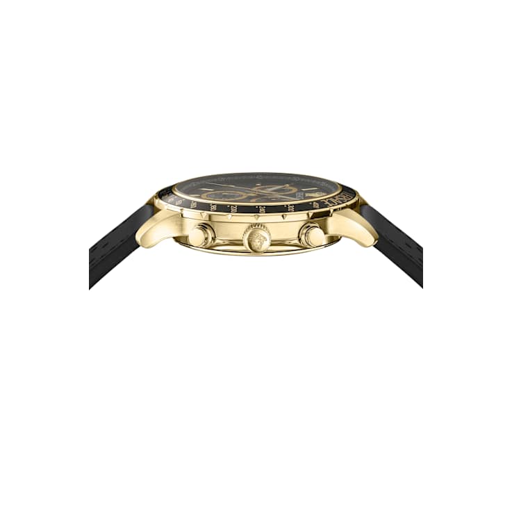 Versace Sport Chrono Black Dial Leather Watch