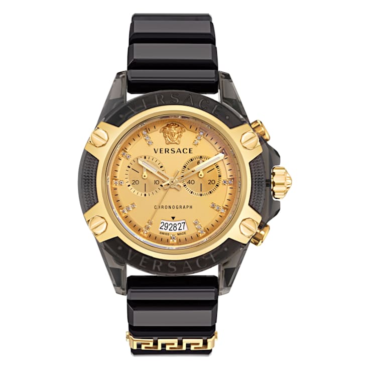 Versace Icon Active Yellow Dial Black Silicone Strap Watch