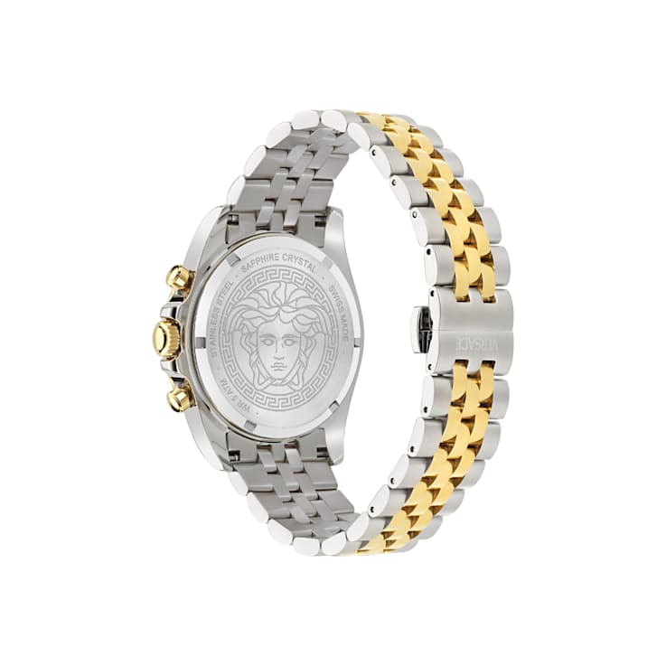 Greca Chrono Wave Silver Tone Dial Two-tone Stainless Steel Bracelet Watch