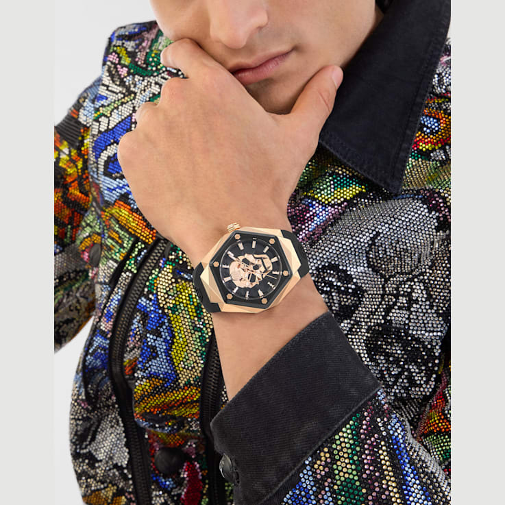 The $kull Spikes Black Dial Silicone Strap Watch