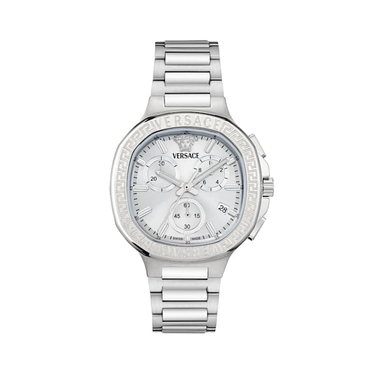 V-Chrono Square Silver Tone Dial Stainless Steel Bracelet Watch
