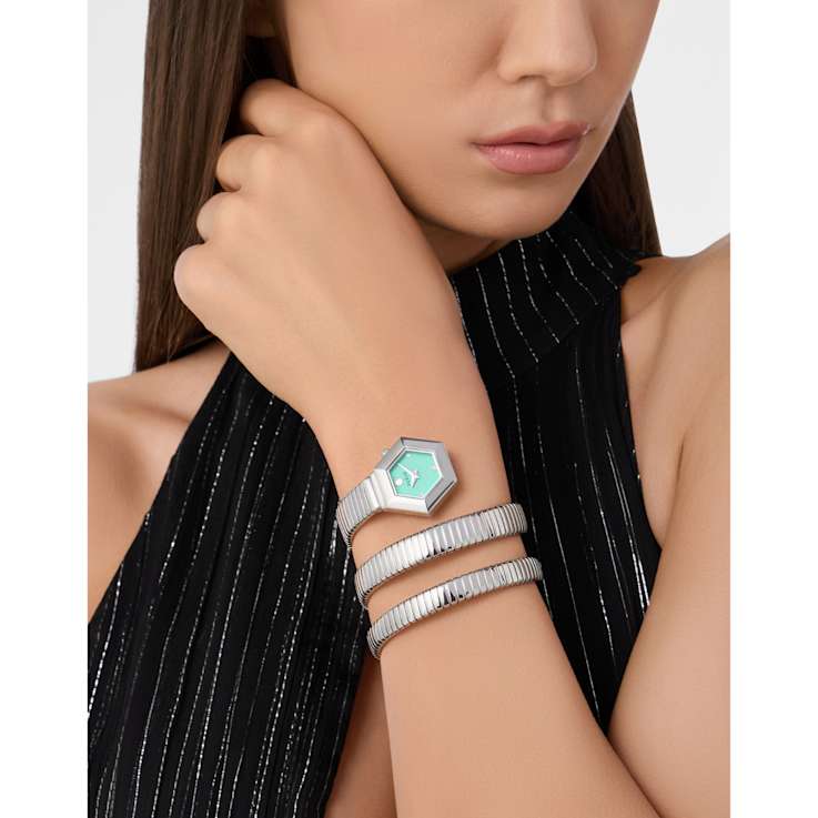 $nake Hexagon Light Blue Dial Stainless Steel Bracelet Watch