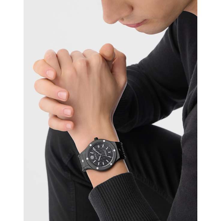 Plein Underdog Black Case and Dial Silicone Watch