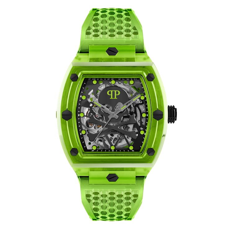 The $keleton Crystal Automatic Black Skeleton Dial Watch