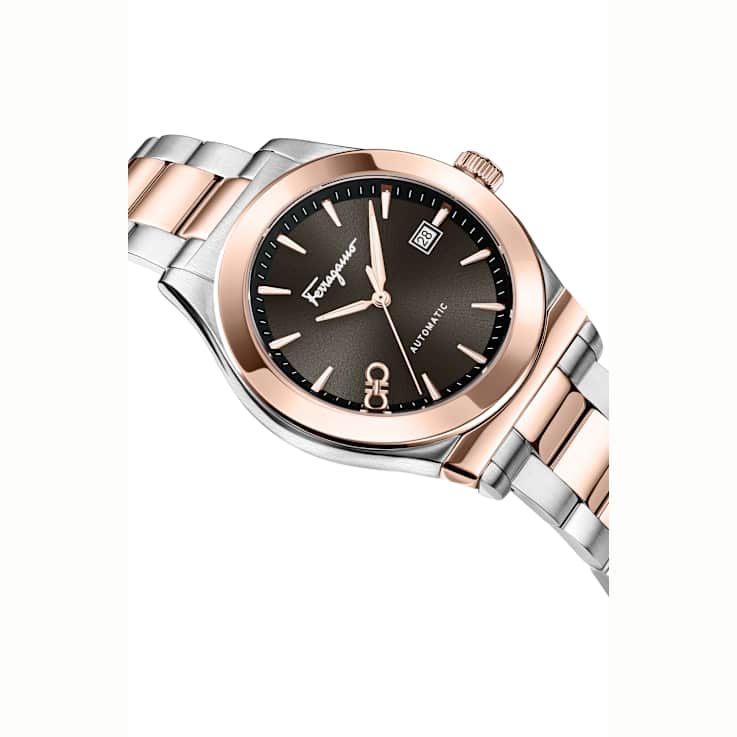 Ferragamo 1927 Black Dial Two-tone Stainless Steel Automatic Watch