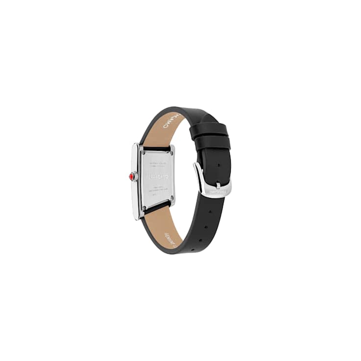 Ferragamo Asymetrique Black Dial Leather Strap Watch