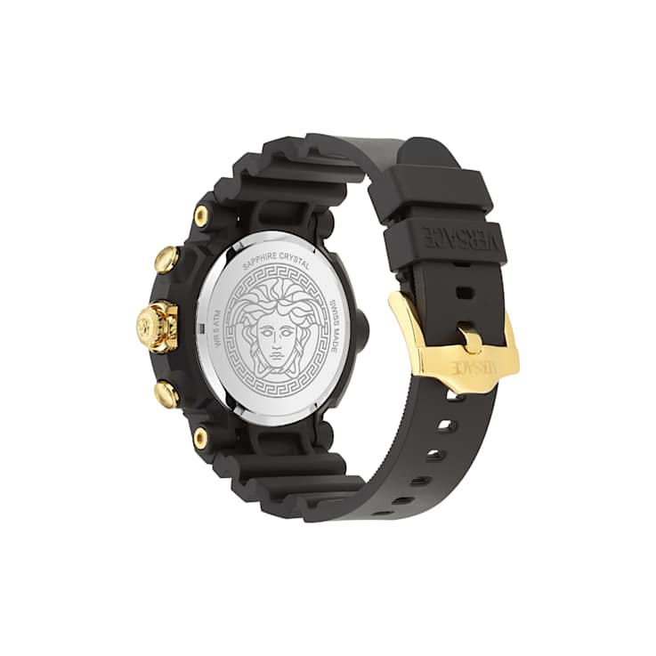 Versace Real Active Chrono Black Dial Silicone Strap Watch