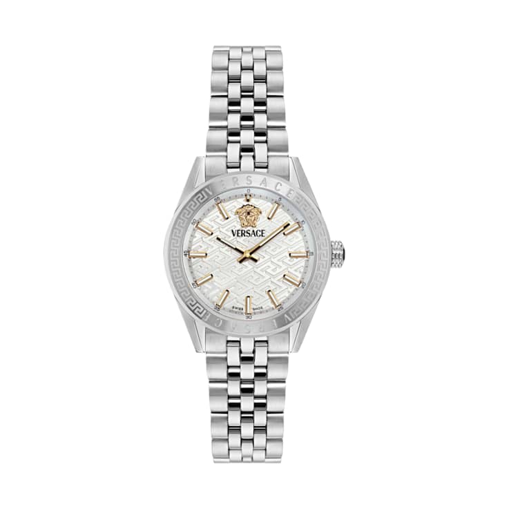 V-Code Silver Tone Dial Stainless Steel Bracelet Watch