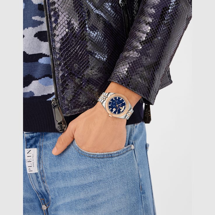 Date Superlative Blue Dial Crystal Watch