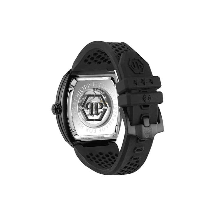 Philipp Plein The $keleton Black Bezel Black Silicone Strap