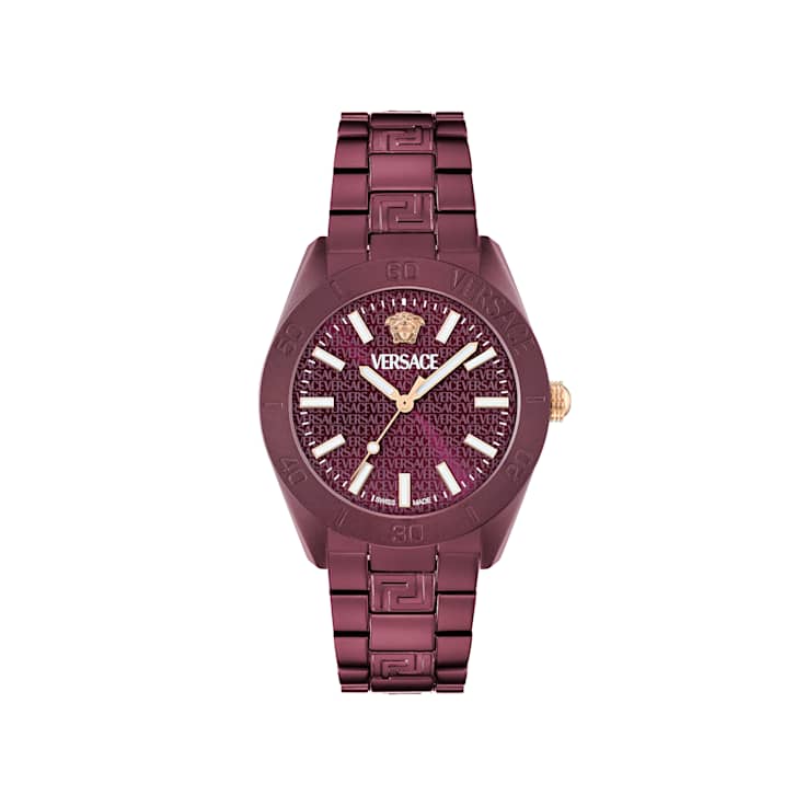 V-Dome Aluminum Bracelet Burgundy Dial Watch