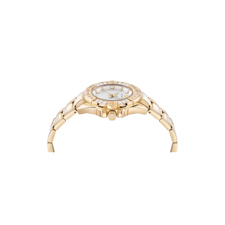Plein Majesty White Dial Yellow Stainless Steel Crystal Watch