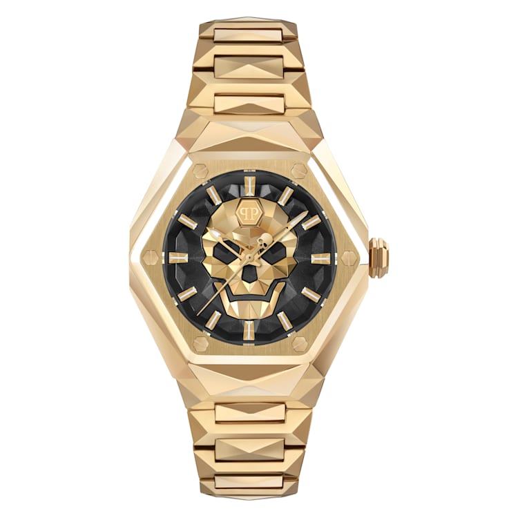 The $kull Spikes IP Yellow Bracelet Watch